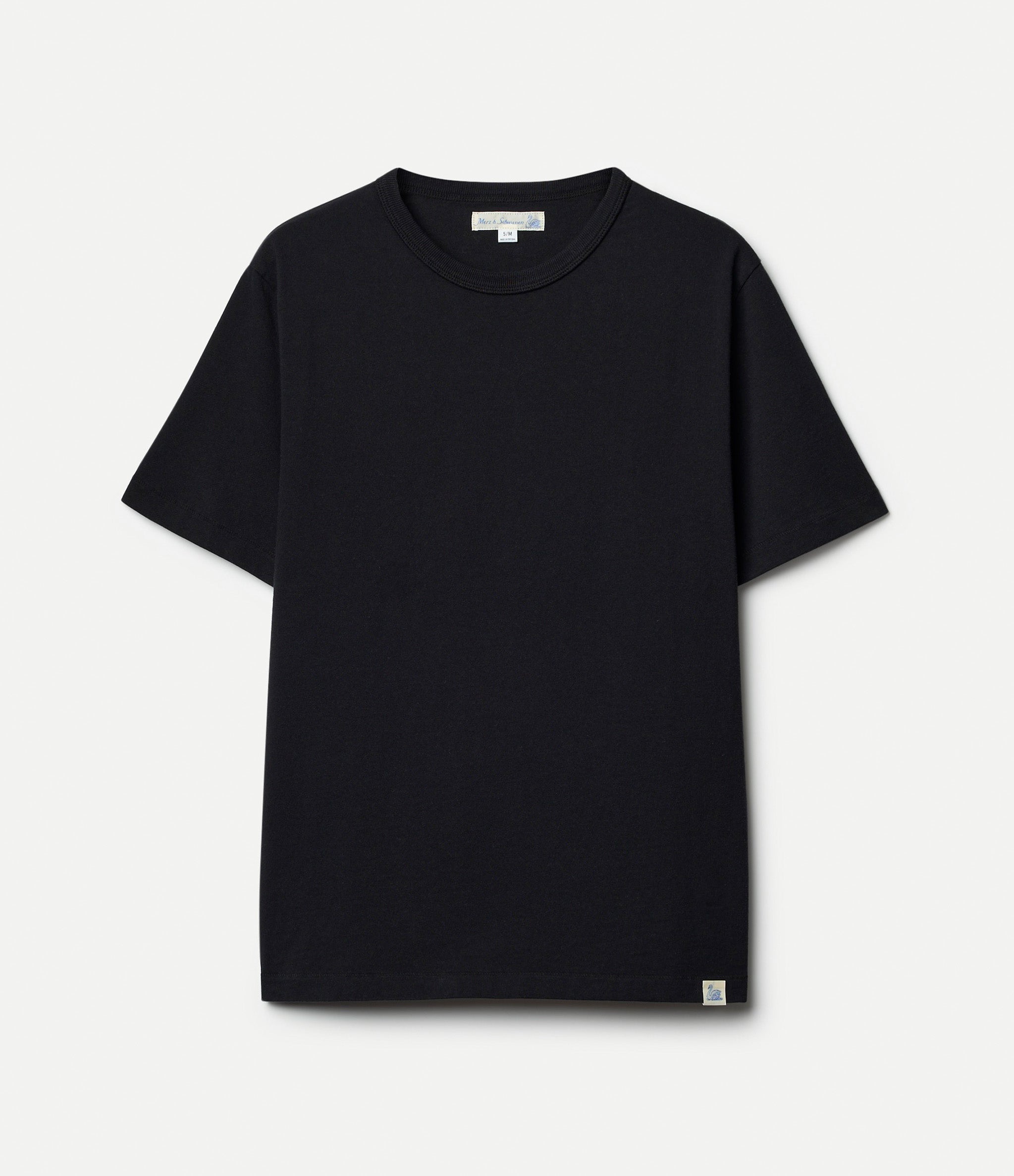 Black t-shirt against a white background