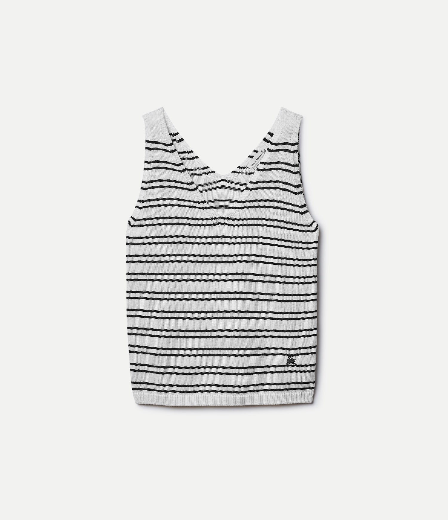 Striped knitted tank top on a white background