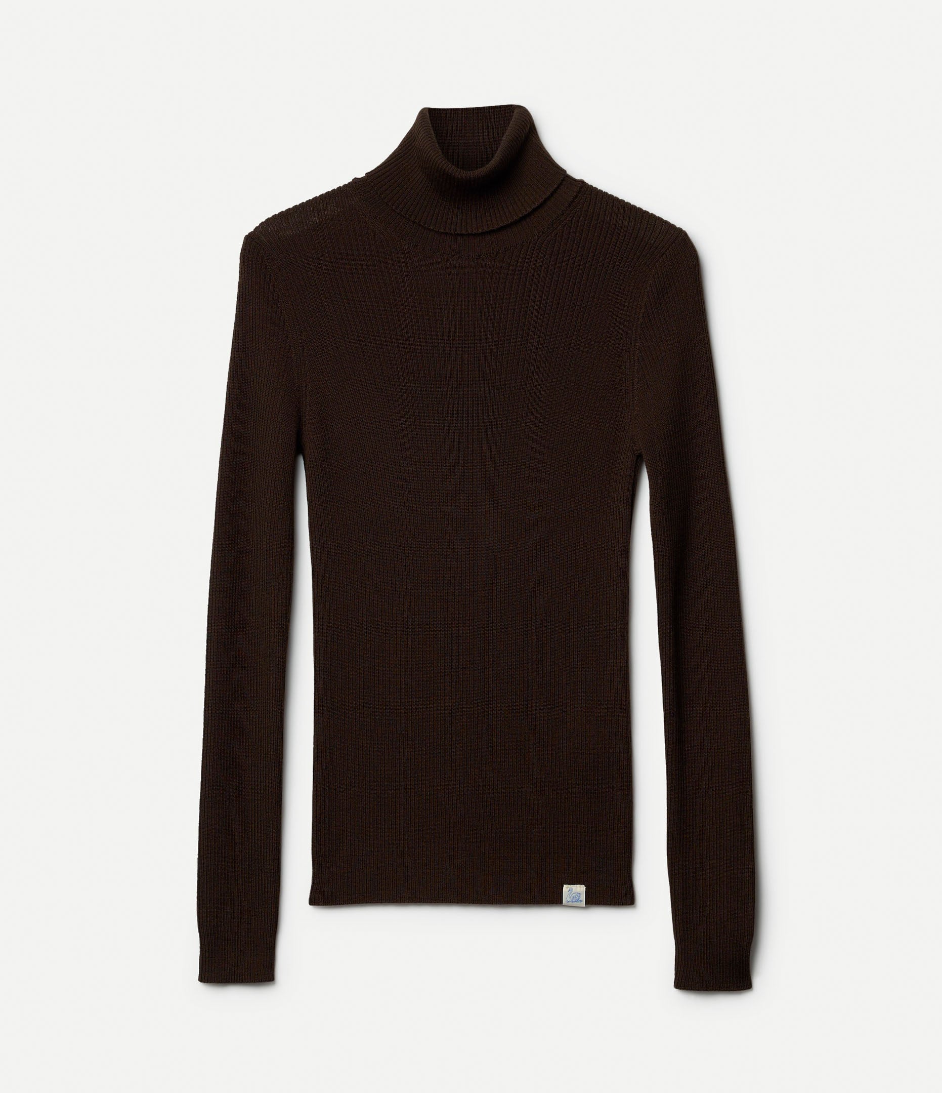 Brown turtleneck sweater on a white background