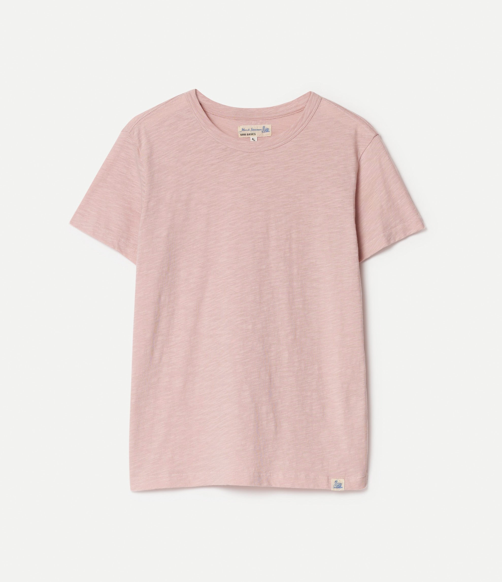 Pink pima cotton slub T-shirt against neutral background