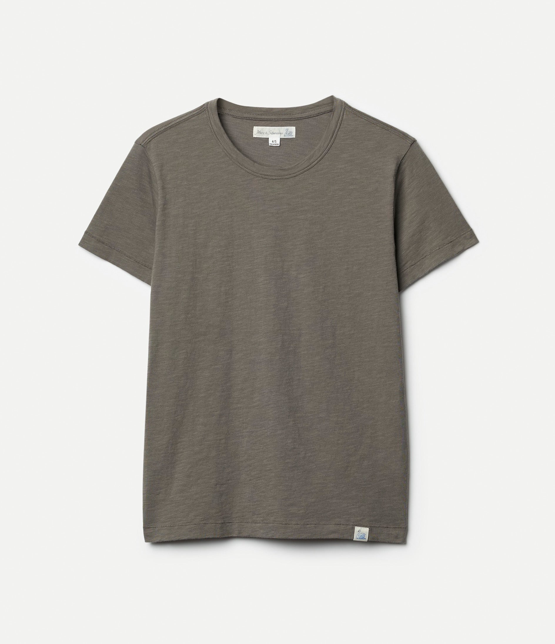 Green pima cotton slub T-shirt against neutral background