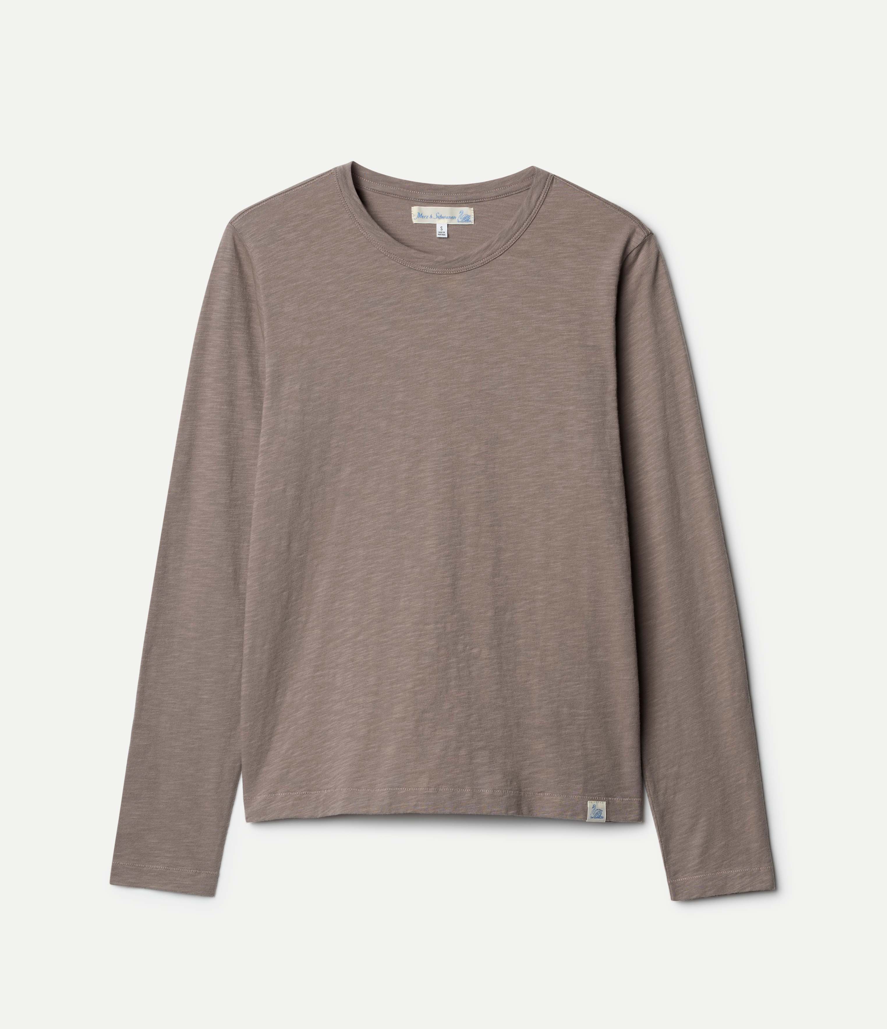 Grey long-sleeve shirt on a light gray background