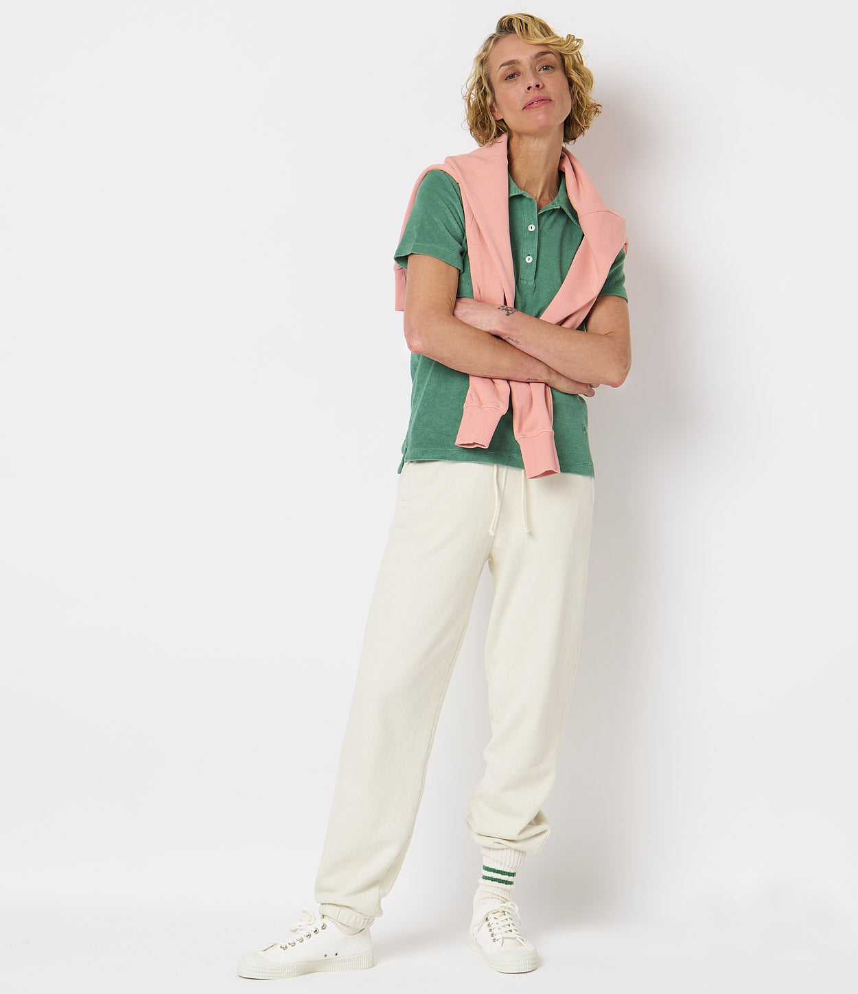 売れ筋商品|||パルフォイス Tシャツ レディース トップス Polo shirt - ecru ONCILY ポロシャツ ZIP DRAW CODE POLO T-SHIRT / ジップドロー