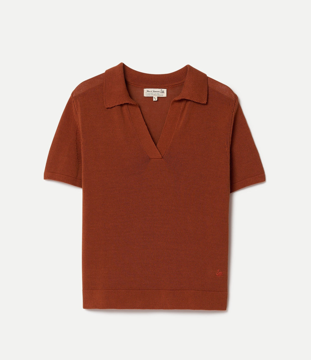 Brown knitted polo shirt on a white background