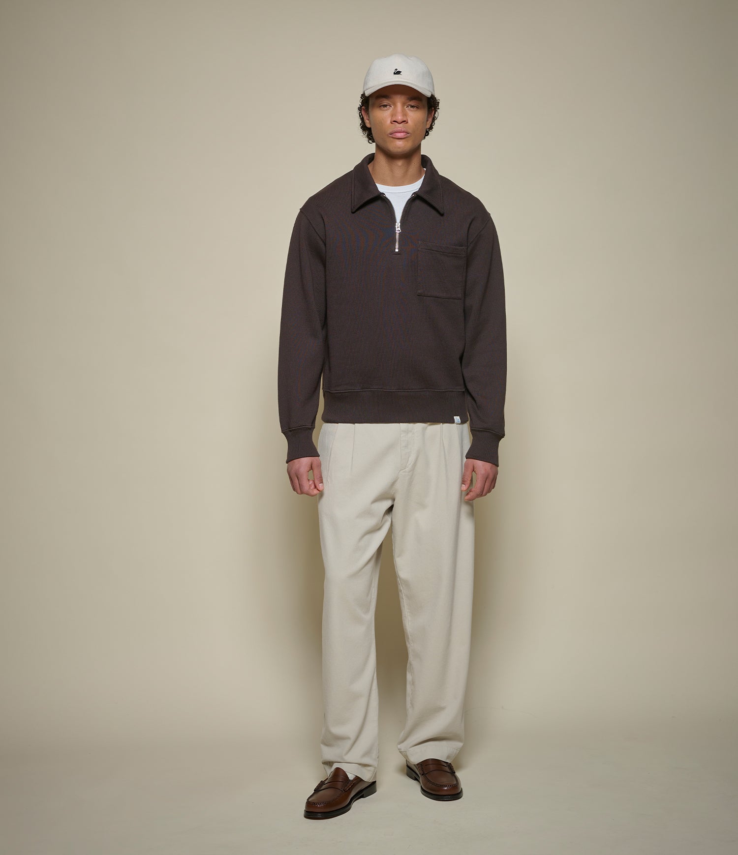 Espresso Half-Zip Fleece Sweatshirt | Merz b. Schwanen