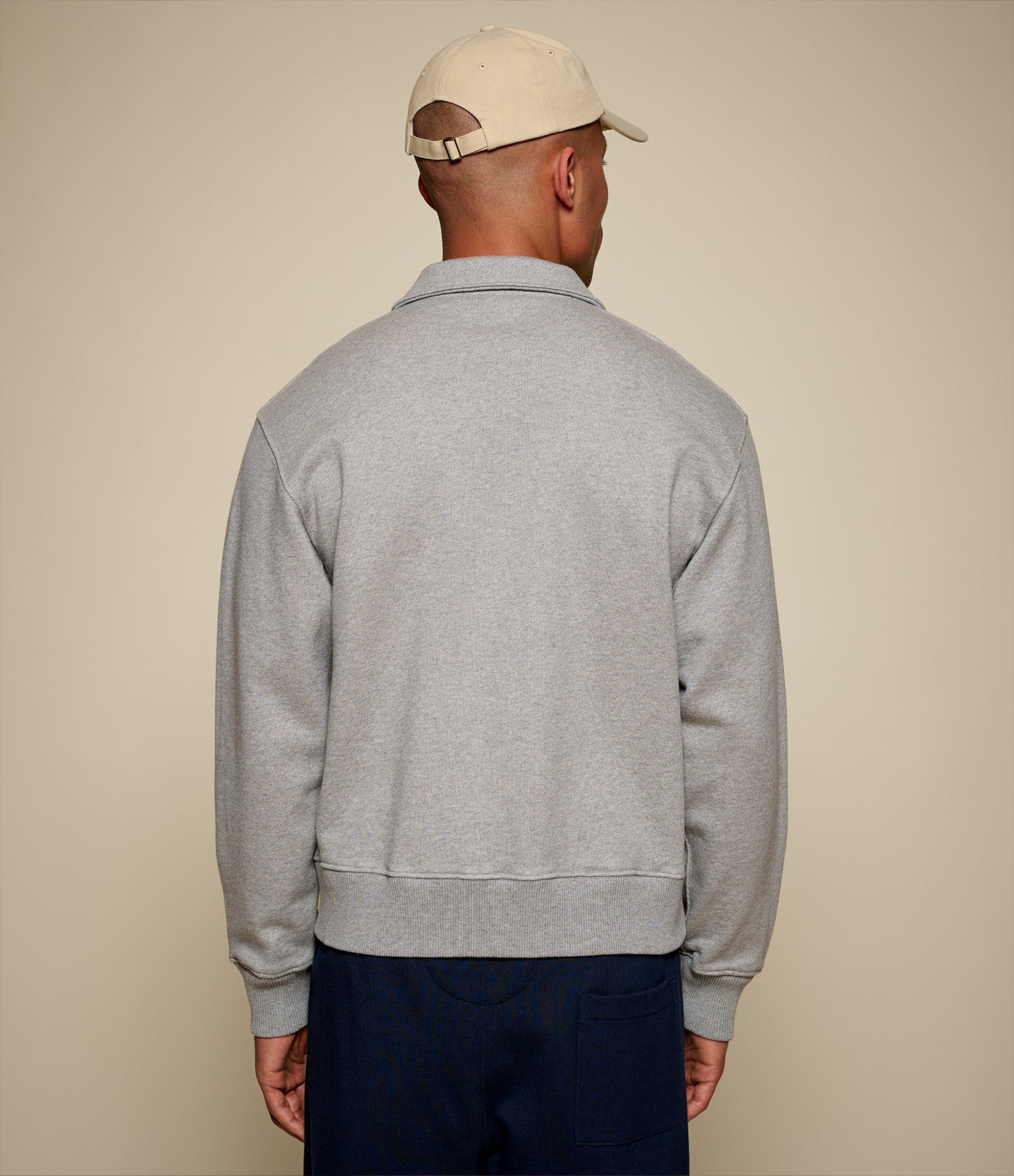 Authentic Fleece Polo Collared Half-Zip Cotton Sweatshirt – Merz b