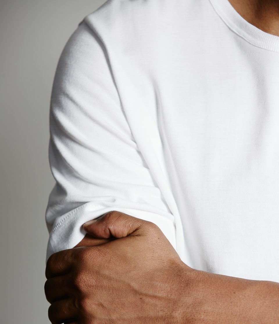 detail shot of 215 t-shirt in white