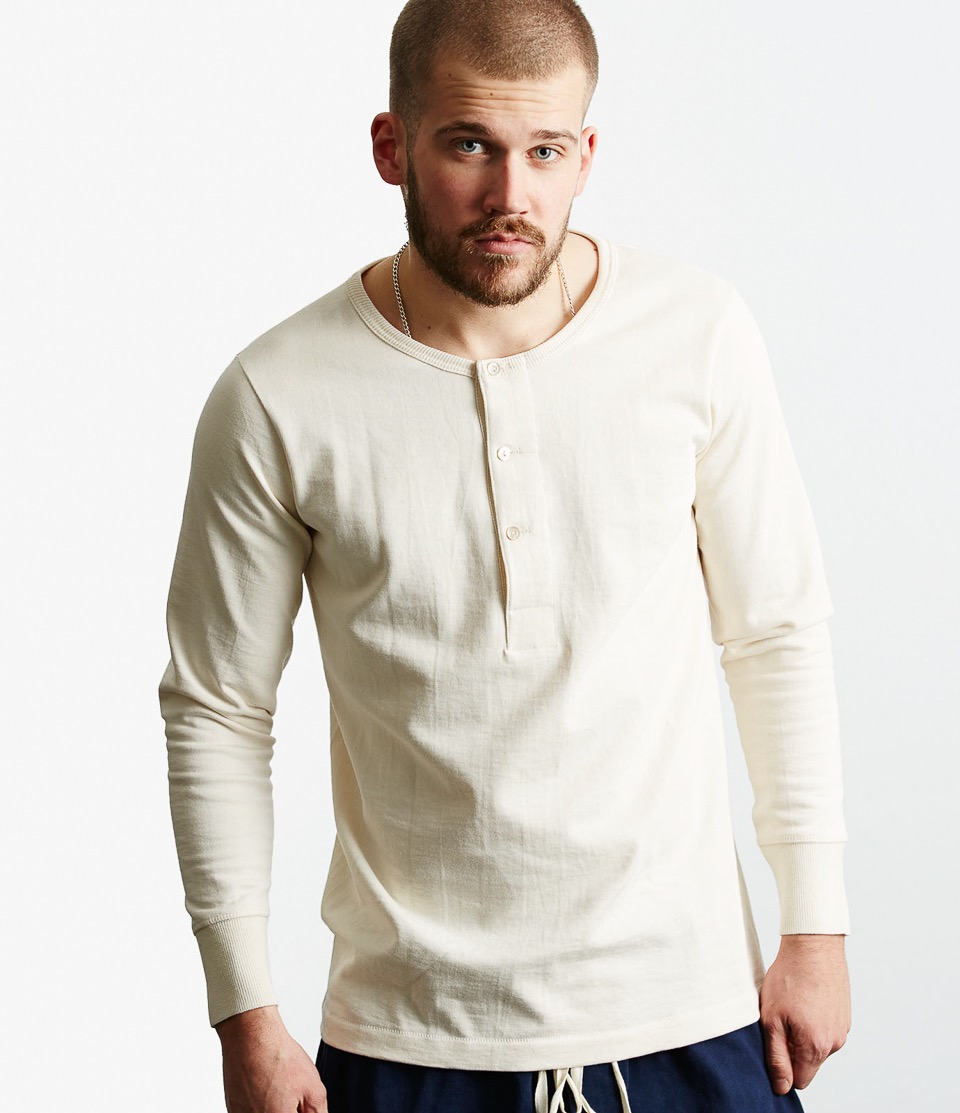 mann wearing loopwheeled henley