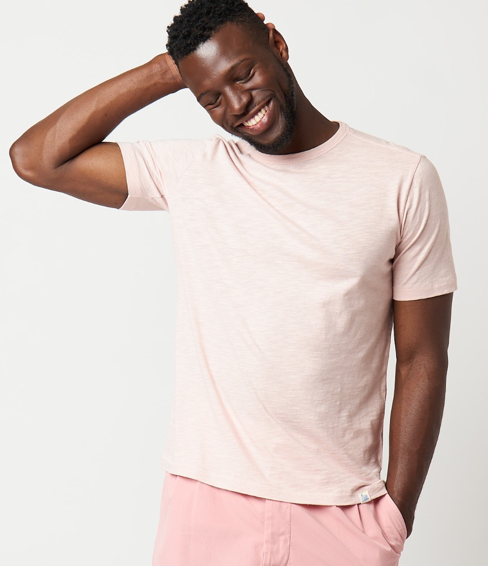 man wearing pima cotton T-shirt
