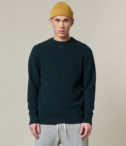 GOOD BASICS | MWCC01 men's pullover, ribbed structure, merino wool, classic fit  614 dark teal