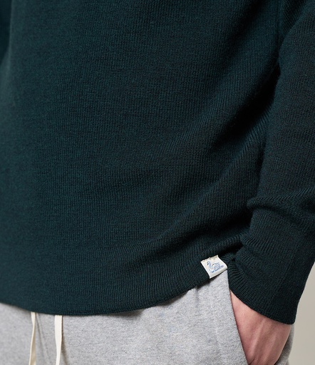 GOOD BASICS | MWCC01 men's pullover, ribbed structure, merino wool, classic fit  614 dark teal
