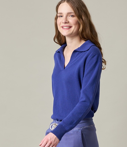 GOOD BASICS | SKVN02 women's V-neck pullover, relaxed fit  504 purple blue