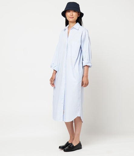 GOOD BASICS | DRESS01 shirt dress, organic cotton poplin, 4,2oz, relaxed fit  0165 white/denim blue