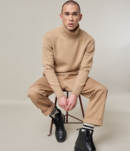 GOOD BASICS | LOCT01 men's turtleneck pullover, merino cashmere blend, relaxed fit  11 toffee