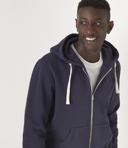 GOOD BASICS | HDJKT02 men’s hooded zip jacket, organic cotton, 13oz, relaxed fit  65 denim blue