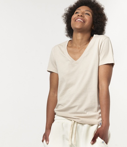 GOOD BASICS | WVT01 women's V-neck T-shirt classic fit  81 feather grey