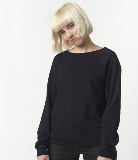 GOOD BASICS | WSW01 women's crew neck sweatshirt relaxed fit  99 deep black