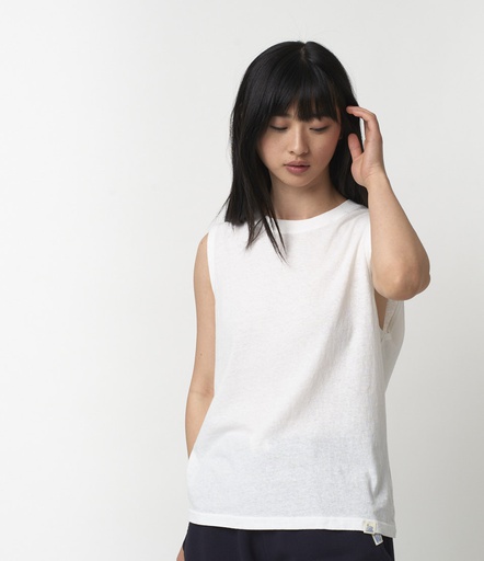 GOOD BASICS | WT08 women’s sleeveless top relaxed fit  01 white