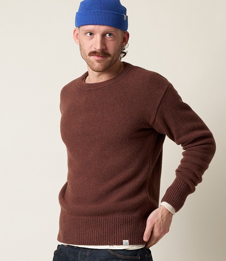 GOOD BASICS | LOCC01 men's crew pullover, merino cashmere blend, relaxed fit  15 chestnut